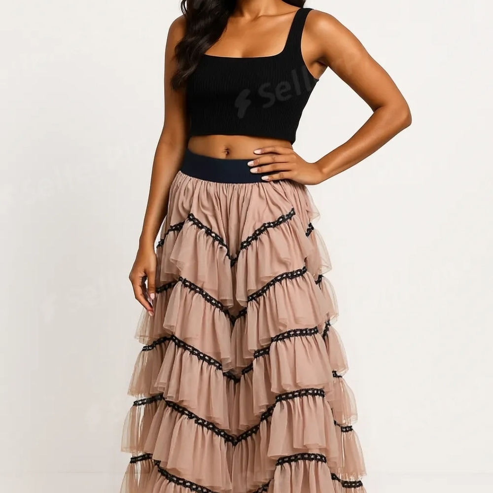 Flaminco Tulle Tiered Spanish Skirt - European Design; Resort, Costume, Dance